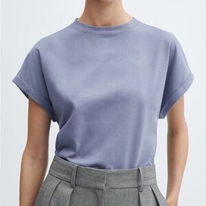 Mango 100% Cotton Cuff Sleeve Elevated Tee